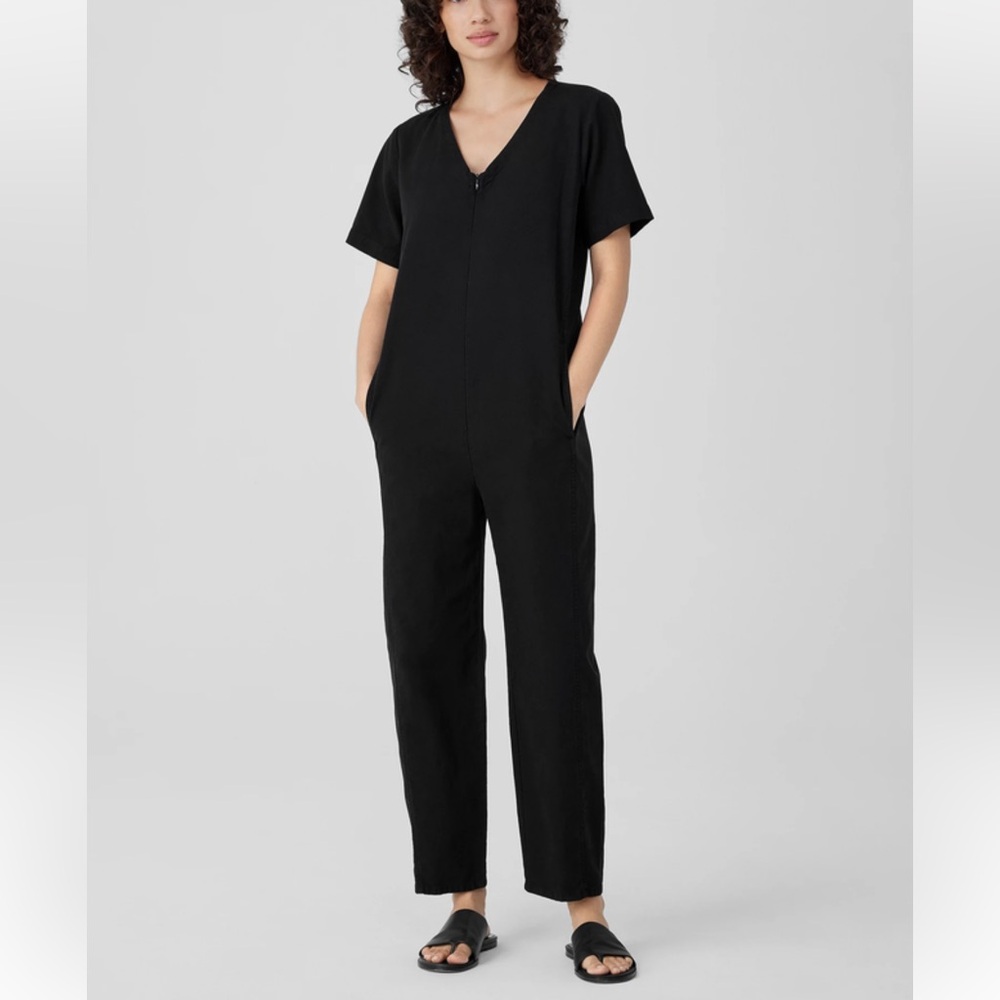 Eileen Fisher Cotton Hemp Stretch Lantern Jumpsuit